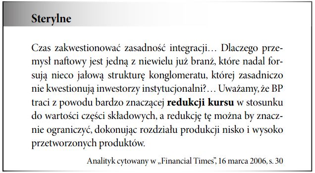 Redukcja kursu akcji konglomeratu