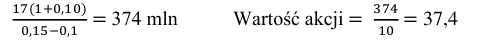 Wzór wartości akcji