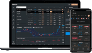 Capital.com podgląd widoku handlu na platformie internetowej i mobilnej