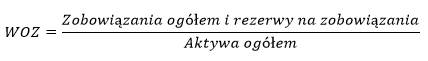 Wskaźnik ogólnego zadłużenia - Wzór
