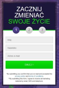 Formularz rejestracyjny Bitcoin Trader