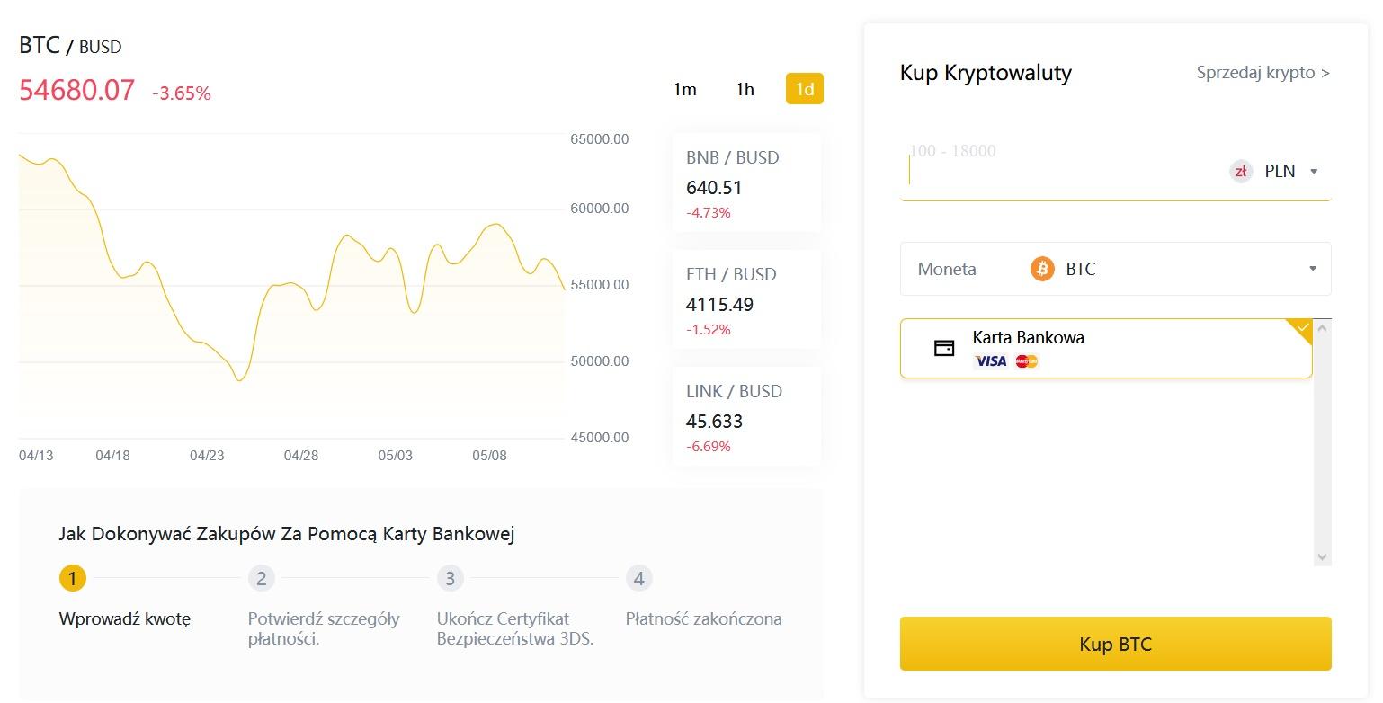 Jak kupić kryptowaluty na Binance