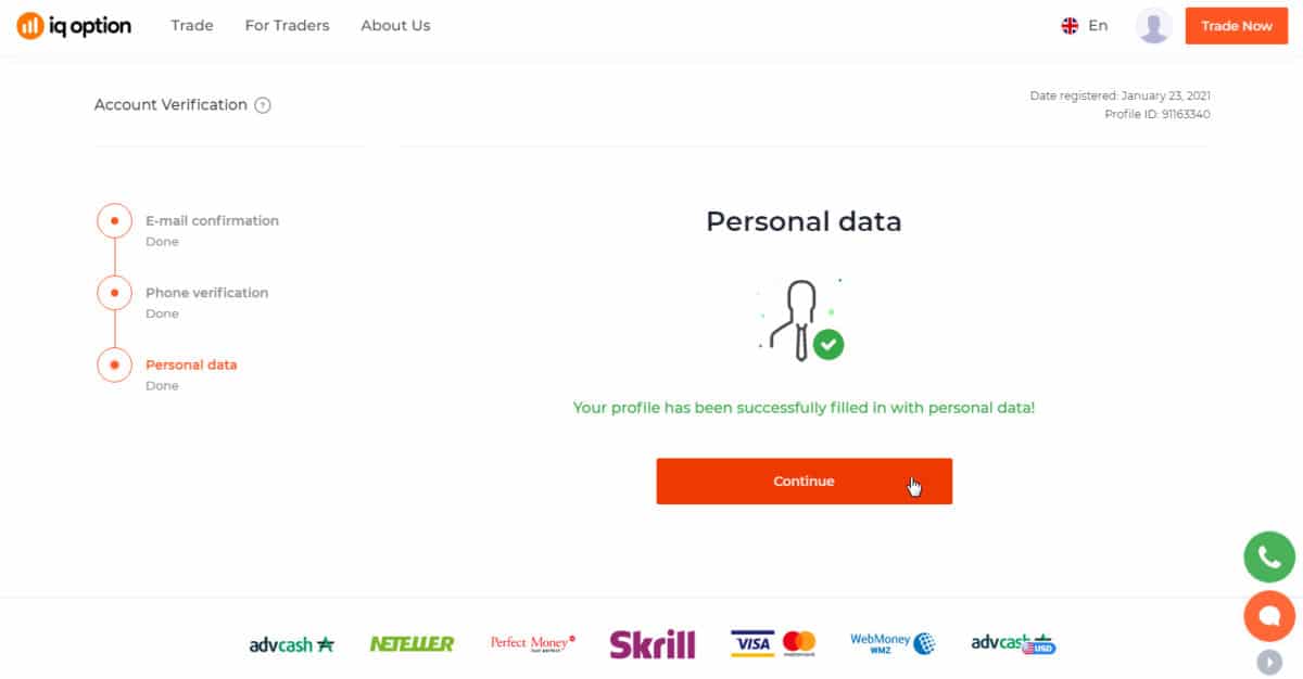 iq option Weryfikacja konta